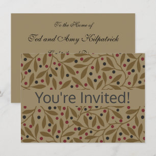 Leaf Berry Classic Colourful Pretty Pattern Art Invitation