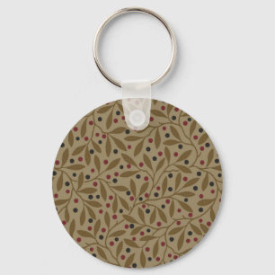 Leaf Berry Classic Colourful Pretty Pattern Art Key Ring