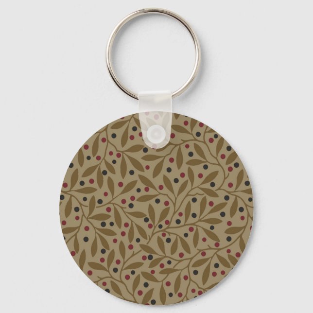 Leaf Berry Classic Colourful Pretty Pattern Art Key Ring (Front)