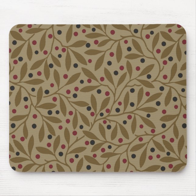 Leaf Berry Classic Colourful Pretty Pattern Art Mouse Mat (Front)
