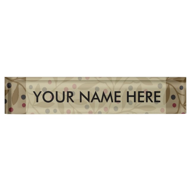 Leaf Berry Classic Colourful Pretty Pattern Art Nameplate (Front)