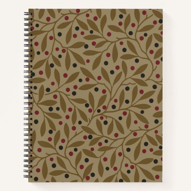 Leaf Berry Classic Colourful Pretty Pattern Art Notebook (Front)