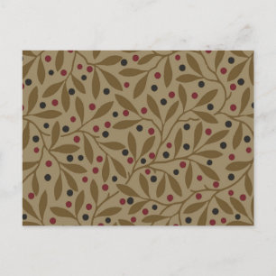 Leaf Berry Classic Colourful Pretty Pattern Art Postcard