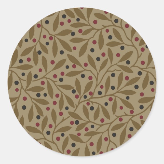 Leaf Berry Classic Colourful Pretty Pattern Art Round Sticker (Front)