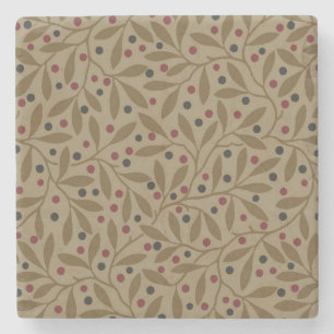 Leaf Berry Classic Colourful Pretty Pattern Art Stone Coaster