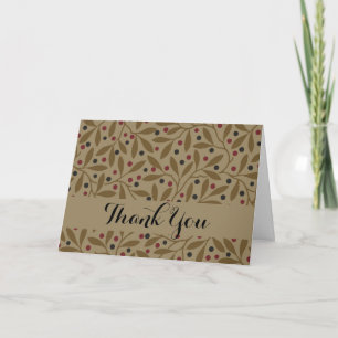 Leaf Berry Classic Colourful Pretty Pattern Art Thank You Card