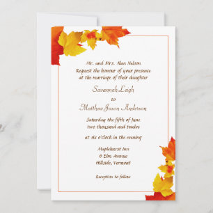 Leaf Border Fall Wedding Invitations