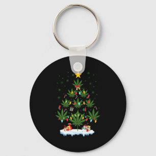Leaf Christmas Tree Weed Stoner Xmas Premium  Key Ring