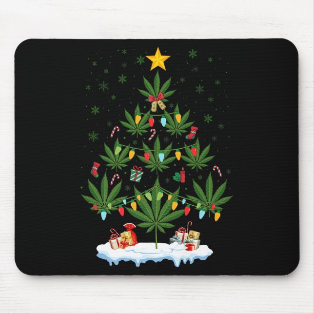 Leaf Christmas Tree Weed Stoner Xmas Premium  Mouse Mat (Front)