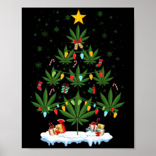 Leaf Christmas Tree Weed Stoner Xmas Premium  Poster