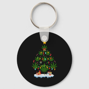 Leaf Christmas Tree Weed Stoner Xmas Premium Tri-b Key Ring