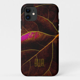 Leaf Closeup in Burgundy iPhone 11 Case