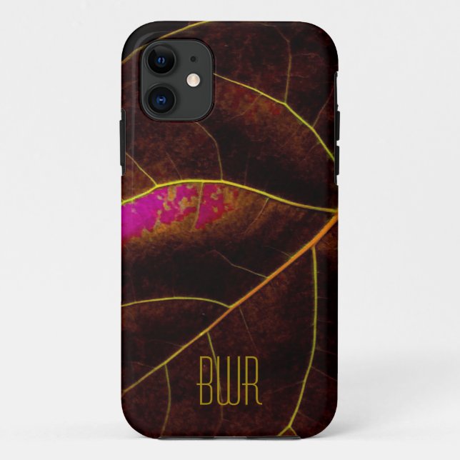 Leaf Closeup in Burgundy Case-Mate iPhone Case (Back)