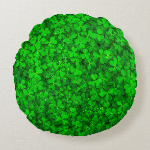 Leaf clover green shamrock spring round cushion