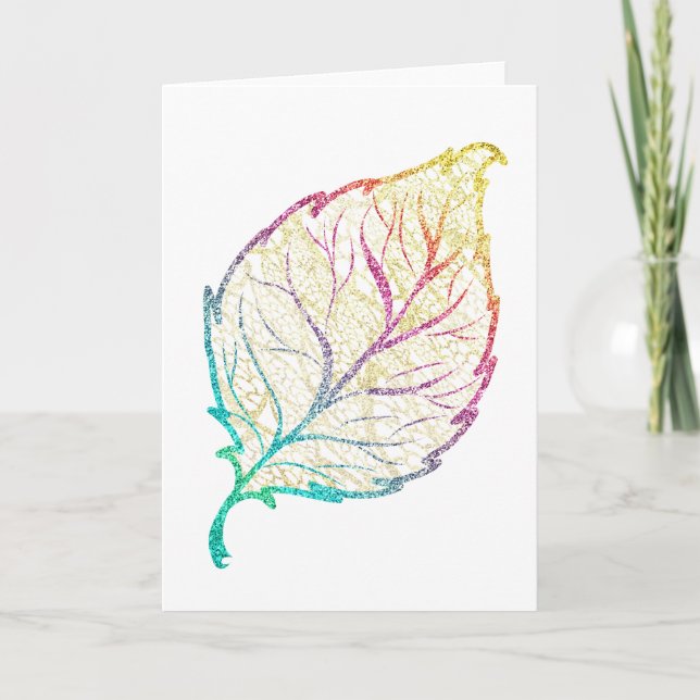 Leaf colorful gold filigree artistic elegant card (Front)