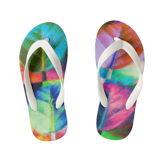 Leaf Colours Kid's Flip Flops (Footbed)