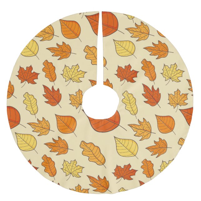 Leaf Concept: Autumn Symbol Pattern Brushed Polyester Tree Skirt (Front)