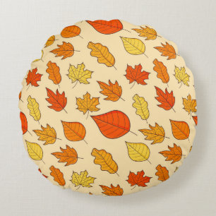 Leaf Concept Pattern. Leaf Fall and Autumn Symbol, Round Cushion