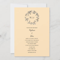 Leaf Crest Monogram Ivory Cream Beige Wedding
