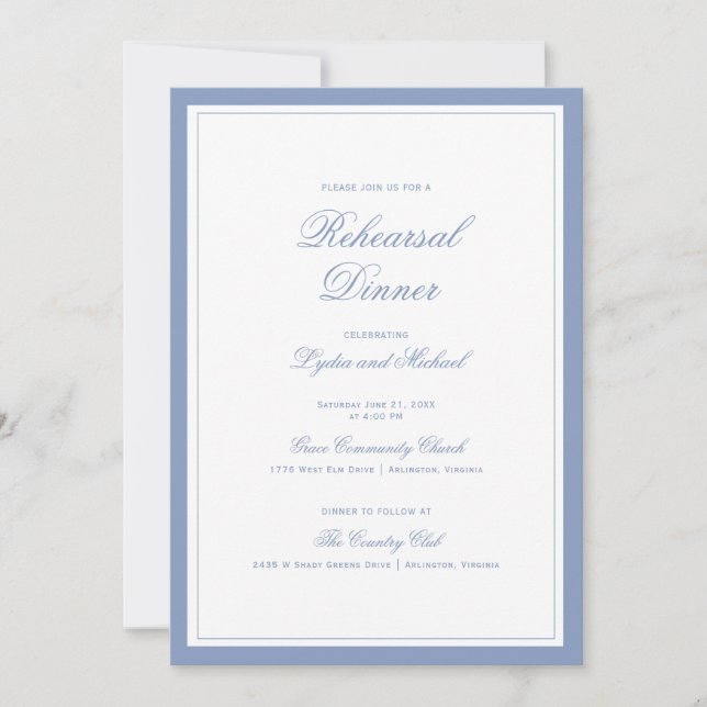 Leaf Crest Monogram | Scalloped Rehearsal Dinner Invitation (Front)