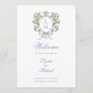 Leaf Crest Monogram Wedding Program Programme