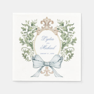 Leaf Crest w/ Bow   Wedding Napkin