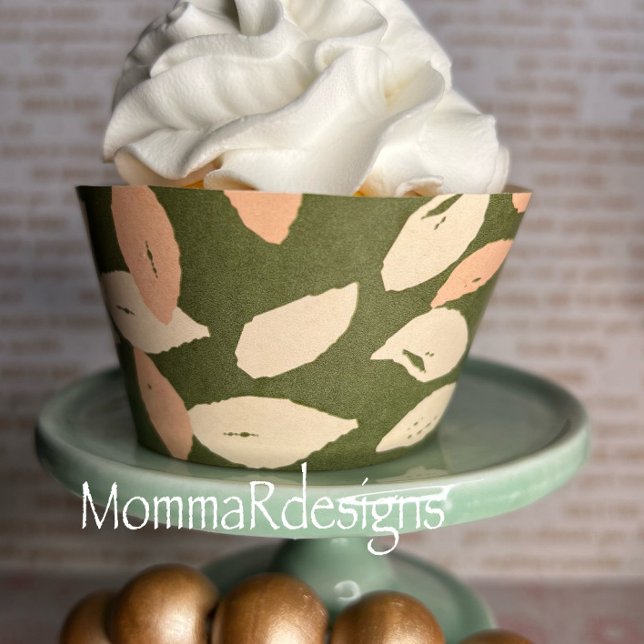 LEAF Cupcake wrapper, peach, green and beige (Creator Uploaded)