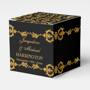 Leaf Damask Art Nouveau Glitter Reception Decor Favour Box