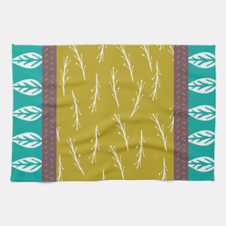 Leaf Design Tea Towel in Turquoise and Green