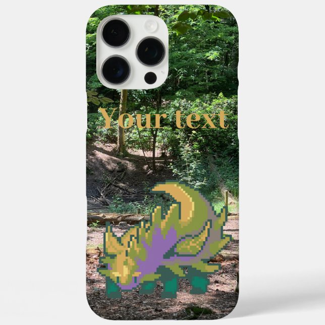 Leaf dragon in Forrest pixel art Case-Mate iPhone Case (Back)