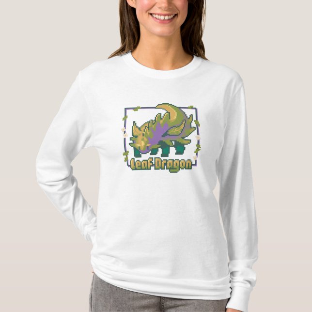 Leaf Dragon Pixel Art - Plant Dragon tshirt (Front)