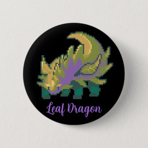 Leaf Dragon Pixels art 6 Cm Round Badge