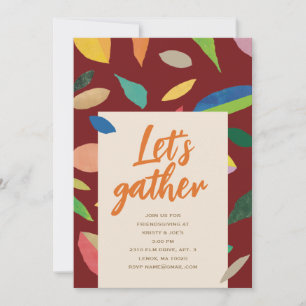 Leaf Drop Dark Merlot Party Invitation
