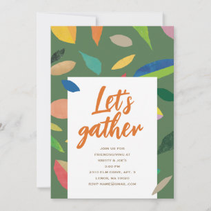 Leaf Drop Green Background Party Invitation