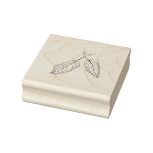 Leaf Duo, Original Drawn Work Rubber Stamp