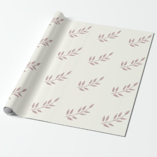 Leaf Dusty Rose Weddings Pink Ivory Off White Wrapping Paper