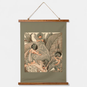 Leaf Faeries Mending Leaves Hanging Tapestry