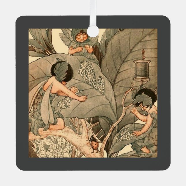 Leaf Faeries Mending Leaves Metal Tree Decoration (Front)