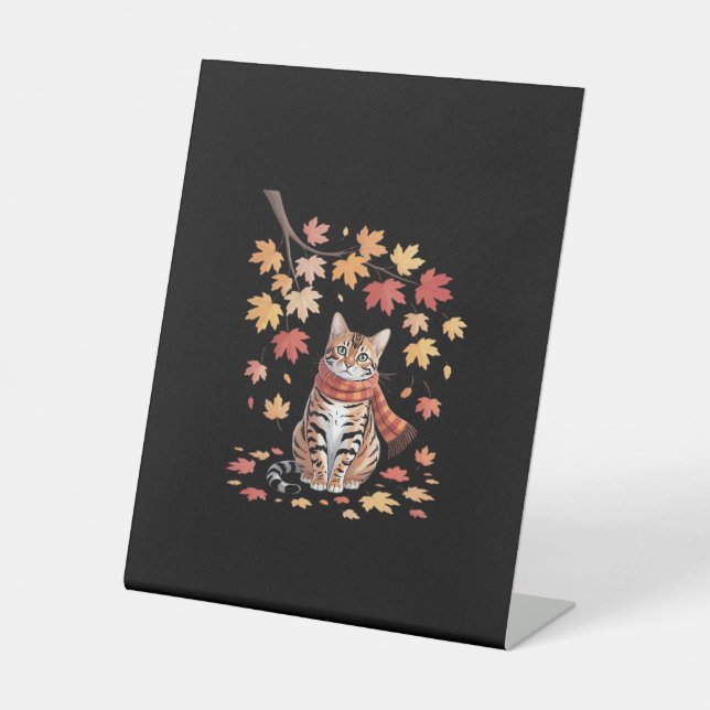 Leaf Fall Tree Hello Autumn Thanksgiving It’s Fall Pedestal Sign (Front)