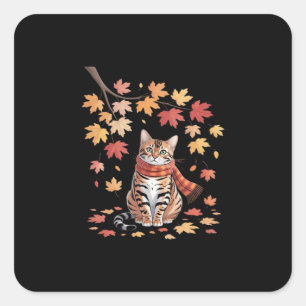 Leaf Fall Tree Hello Autumn Thanksgiving It’s Fall Square Sticker