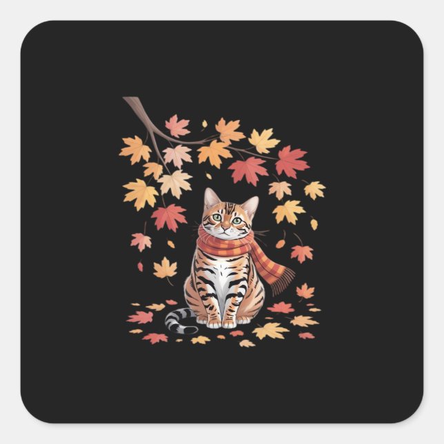 Leaf Fall Tree Hello Autumn Thanksgiving It’s Fall Square Sticker (Front)