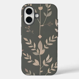 Leaf & Fern Design Dark Pastel Pattern iPhone 16 Case