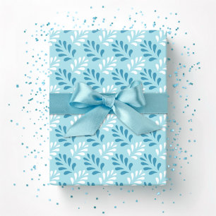 Leaf Flourish Trellis in Aqua Wrapping Paper