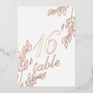 Leaf Foilage Gold Pressed  Foil Table Number