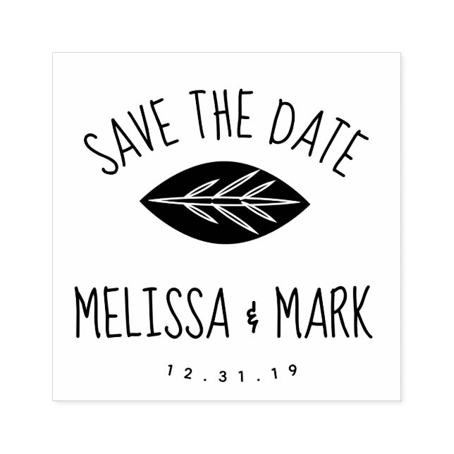 Leaf Fun Lettering Save the Date    Rubber Stamp (Imprint)