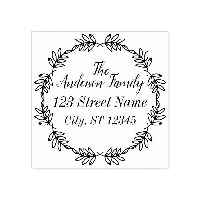 Leaf Garland Customisable Family Address Stamp (Imprint)