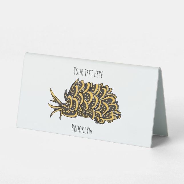 Leaf gilled sea slug cartoon illustration (Front)