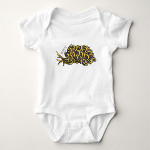 Leaf gilled sea slug cartoon illustration baby bodysuit