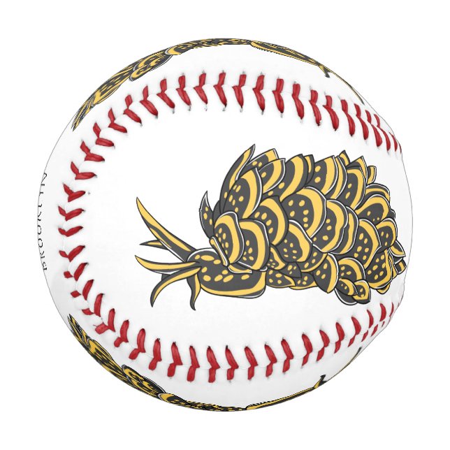 Leaf gilled sea slug cartoon illustration  baseball (Front Left)