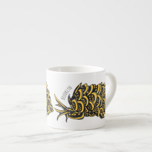 Leaf gilled sea slug cartoon illustration espresso cup